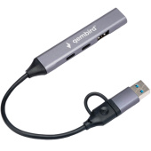 USB-Hub Gembird UHB-C444, 4 порта, Type-C 3.1 + Type-A 3.0, алюминиевый корпус, кабель15 см