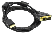 Кабель HDMI - DVI, single link, 4K, черный, позолоченные контакты, нейлоновая оплетка,  1.8м.