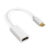 Переходник USB Type-C(m) - HDMI(f), белый, кабель 15см, Exegate EX-CM-HDMI2F