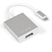 Переходник USB Type-C(m) - HDMI(f), серебристый, кабель 15см, ExeGate EX-CM-HDMIF-0.15