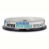 Диск DVD+R Mirex 4.7Gb, 16x, 10шт. Cake Box, printable inkjet