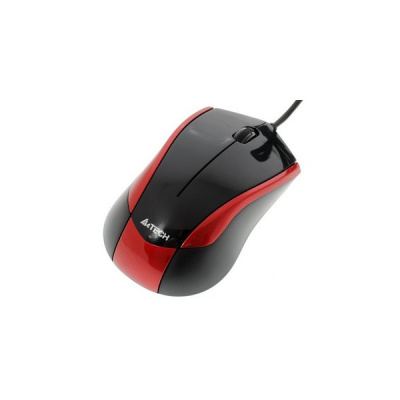Мышь A4 N-400-2 USB, черно-красная