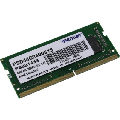 Память SO-DIMM DDR4 4Gb 2400MHz Patriot PSD44G240081S RTL