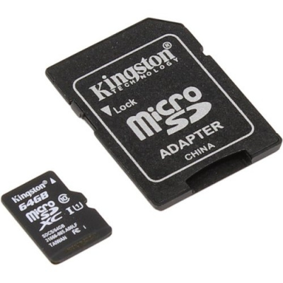 Карта памяти microSD 64Gb Kingston Class10 SDCS 64GB Canvas Select + адаптер