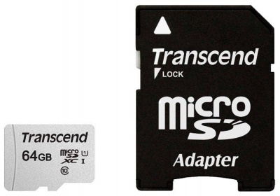 Карта памяти microSD 64Gb Transcend Class 10 + адаптер (TS64GUSD300S-A)