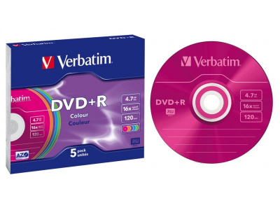 Диск DVD+R Verbatim 4.7Gb, 16x, Slim Color