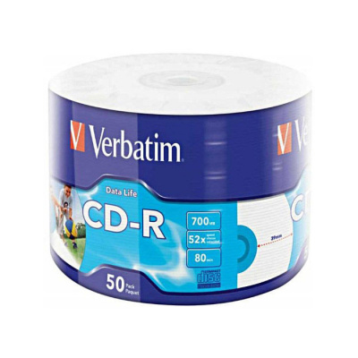 Диск CD-R Verbatim 700Mb, 52x, 50шт. Bulk Printable