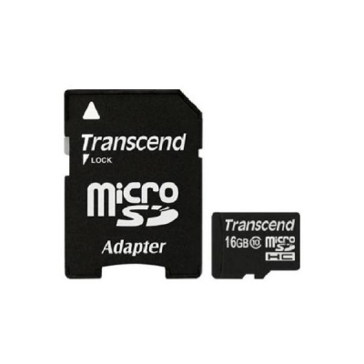 Карта памяти microSD 16GB Transcend Class 10 + SD Adapter (TS16GUSDHC10)