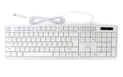 Клавиатура Gembird KB-8355U, лазерная гравировка символов, кабель 1,85м, USB, белая