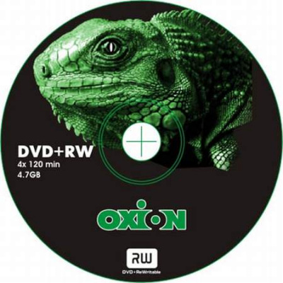 Диск DVD+RW Oxion 4.7Gb, 4x, (Bulk 100 шт.) Игуана