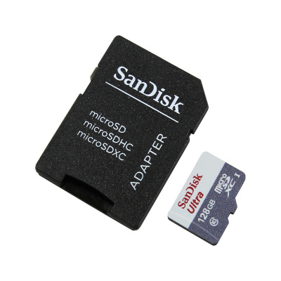 Карта памяти microSD 128Gb Sandisk Class10 SDSQUNS-128G-GN6TA Ultra 80 + адаптер
