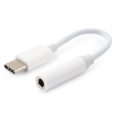 Переходник USB Type-C(m) - аудио 3.5мм (f), белый, кабель 15см, Cablexpert CCA-UC3.5F-01-W