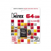 Карта памяти microSD 64Gb Mirex Class 10 UHS-I + адаптер