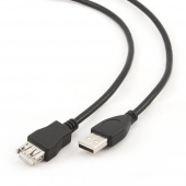 Кабель USB Aм-Ап 1.8м (удлинитель) USB 2.0, экран., черный (CCP-USB2-AMAF-6)