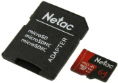 Карта памяти microSDXC 64Gb Netac P500 Extreme PRO Class 10 UHS-I U3, V30, A1 up to 100MB/s