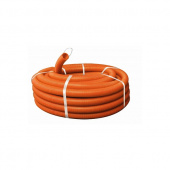Труба гофрированная для проводки D32мм с протяжкой 1м, (в упаковке 25м) ПНД, оранжевая IEK CTG20-32-