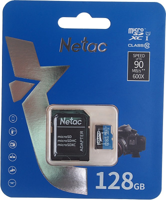 Карта памяти MicroSDHC 128Gb Netac P500 Standard Class 10 UHS-I A1 up to 90MB/s NT02P500STN-128G-R +