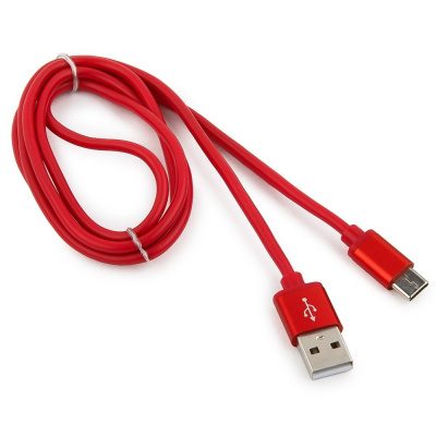 Кабель USB AM/Type-C Cablexpert 1м, красный (CC-S-USBC01R-1M)