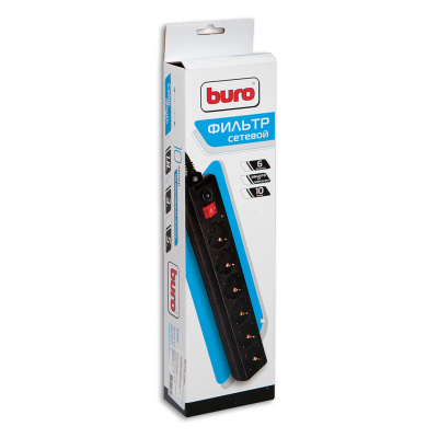 Сетевой фильтр BURO 6 евророзеток 1.8м