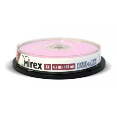Диск Mirex DVD+RW 4,7Gb 4x, cake box 10шт.