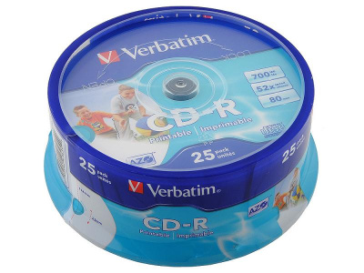 Диск CD-R Verbatim 700Mb, 52x, 25шт. (Cake Box)