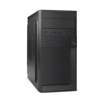 Корпус ExeGate BAA-105U2-01 (mATX, без БП, 2*USB+2*USB3.0, аудио) черный, царапина и вмятина на верх