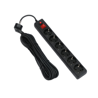 Сетевой фильтр Гарнизон 6 евророзеток, 7 м., 10 А, 2500 Вт, черный (ECL-6-B-7)