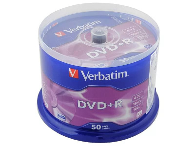 Диск DVD+R Verbatim 4.7Gb, 16x,  50шт. Cake Box